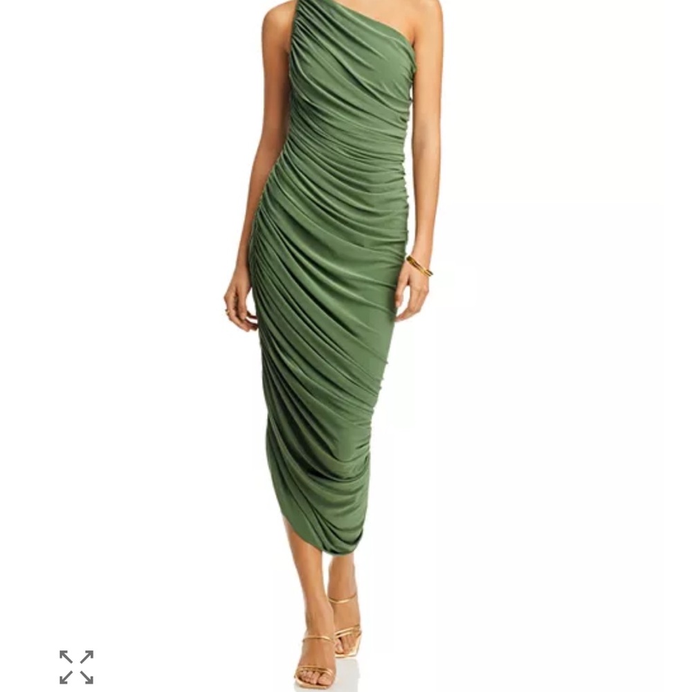 Norma Kamali Olive One-Shoulder Dress